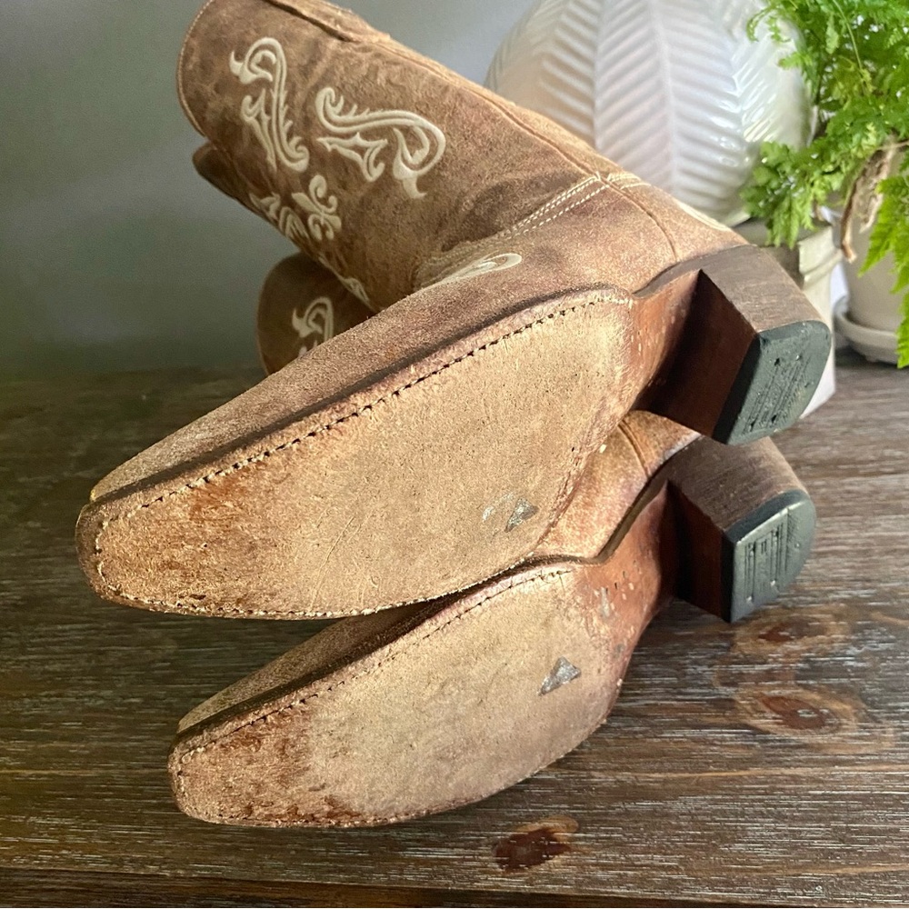 CORRAL Honey Cortez Ivory Scroll fleur de lis Cowboy Western Boots Womens 10 Tan - Picture 13 of 16